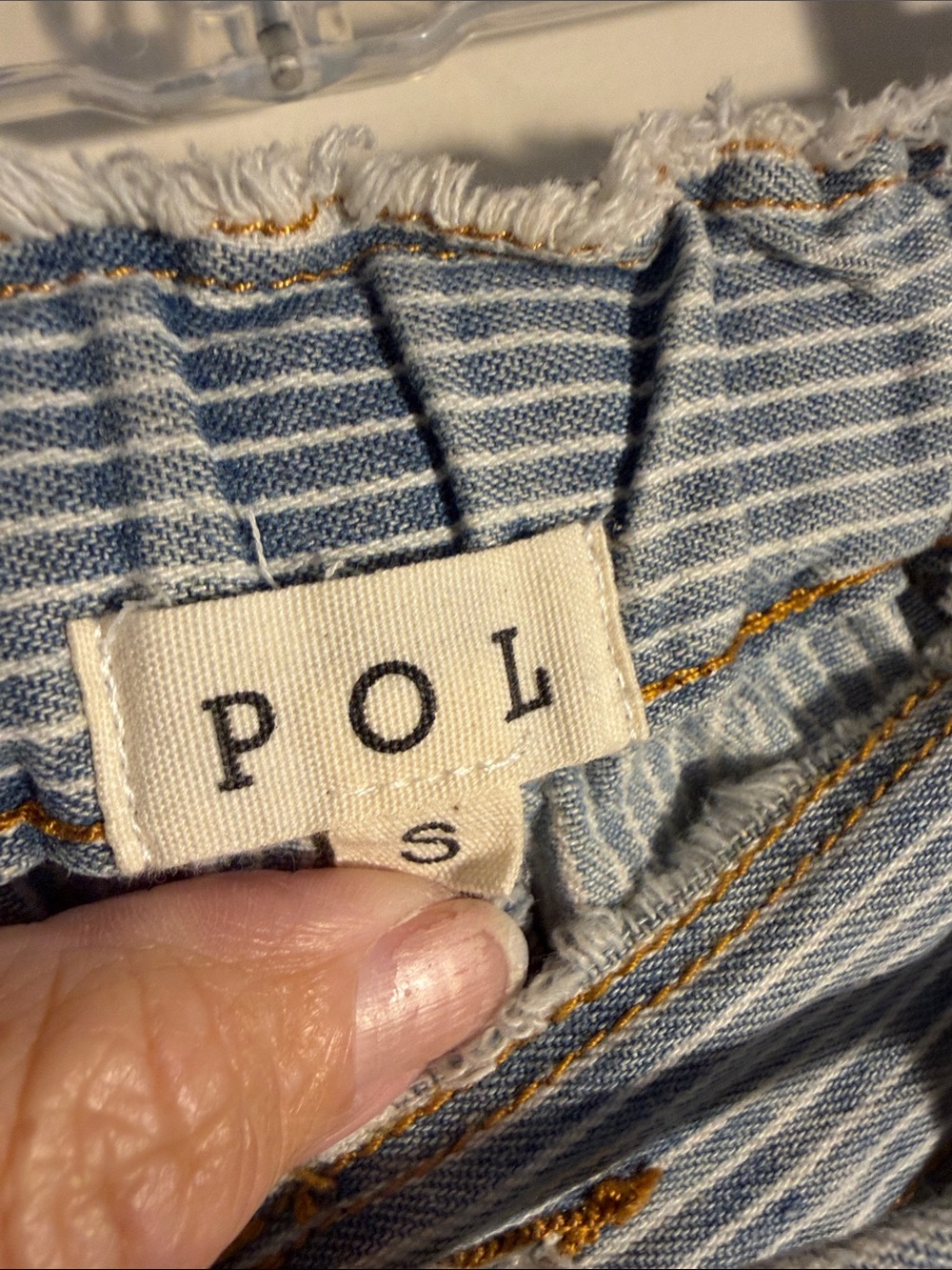 POL Wide-Leg Pinstripe Pants with Floral Patchwork - Picture 5 of 5